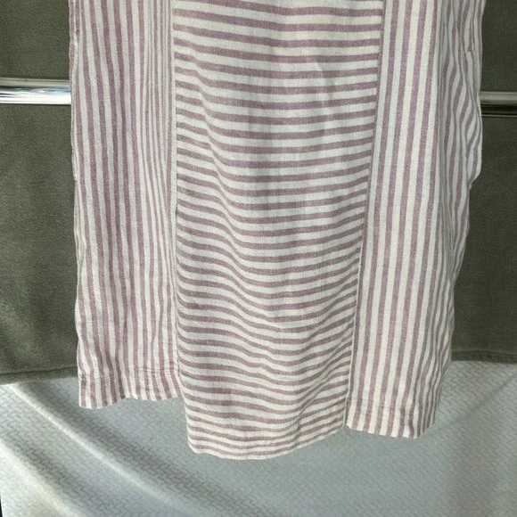 Madewell Striped Tunic Shift Dress Linen Blend Coastal Preppy Button Back XL - Picture 4 of 10